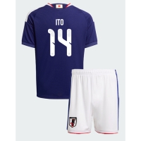 Camiseta Japón Junya Ito #14 Primera Equipación Replica Mundial 2026 para niños mangas cortas (+ Pantalones cortos)